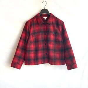 J. Jill Plaid Brushed Fleece Cropped Jacket